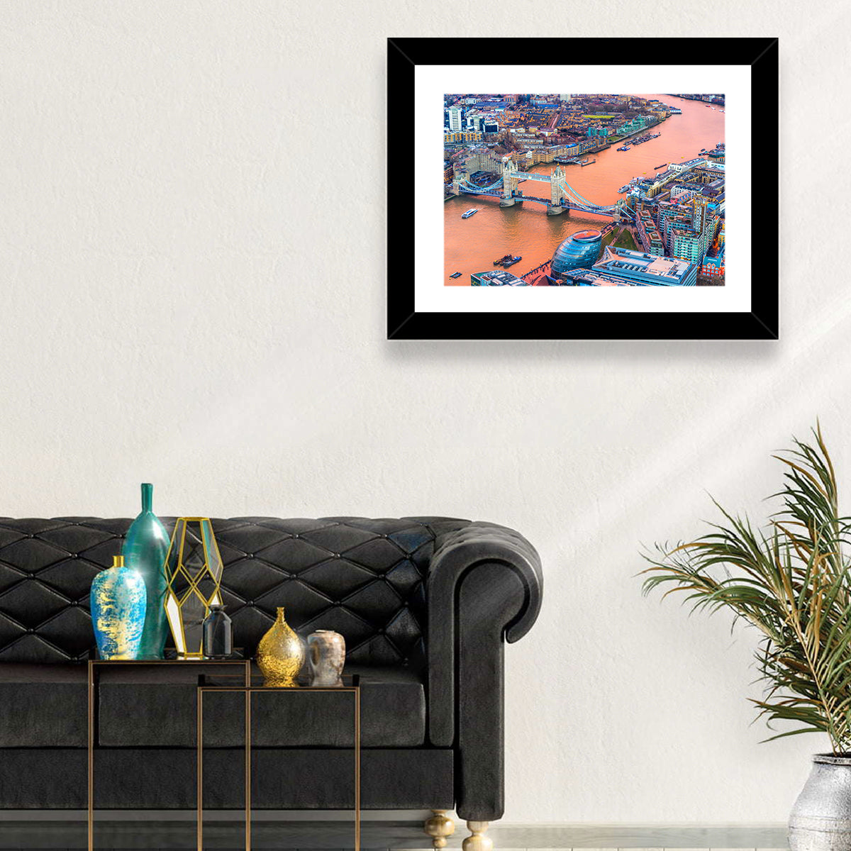 Tower Bridge Over the Thames Wall Art in a room, landscape