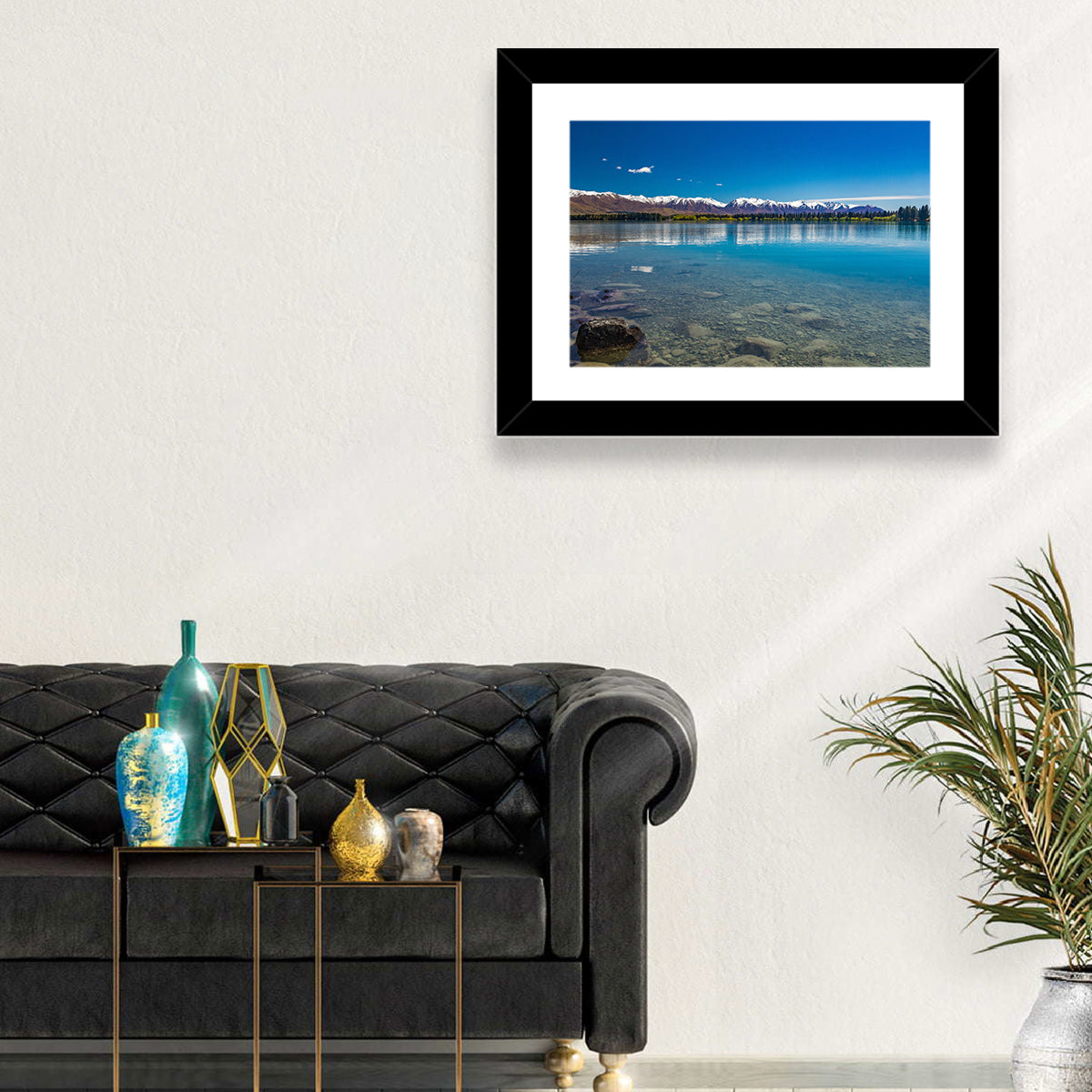 Lake Ruataniwha Reflection Wall Art in a room, landscape
