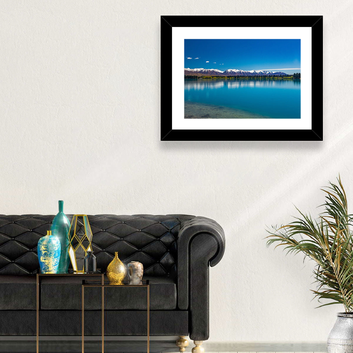 Lake Ruataniwha Reflection Wall Art in a room, landscape
