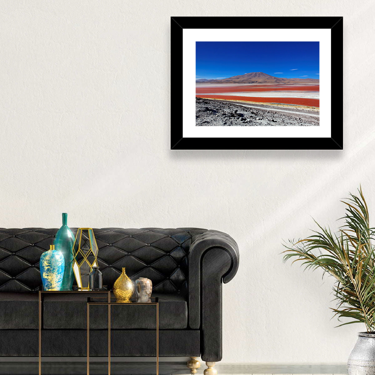 Laguna Colorada Red Lake Wall Art in a room, landscape