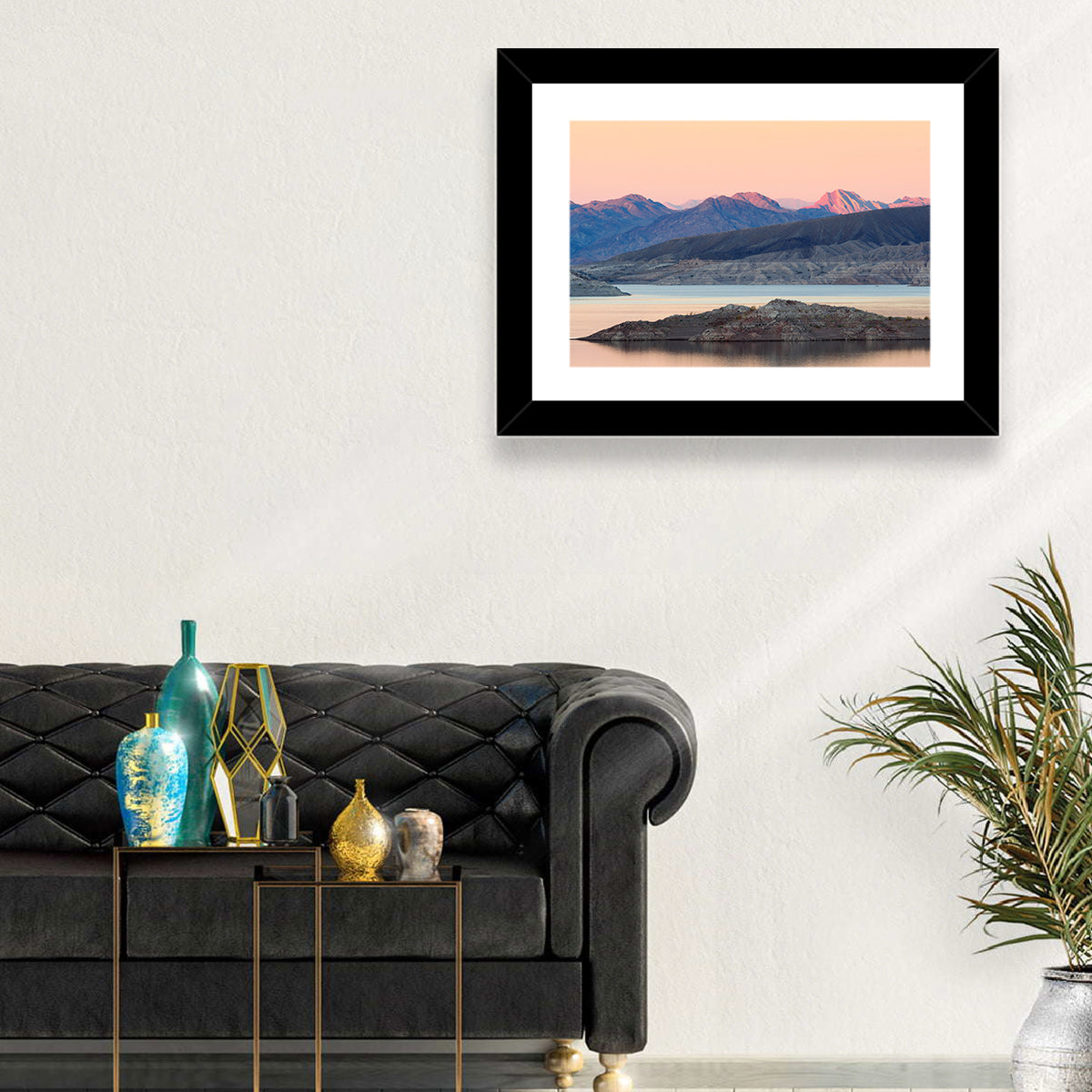 Lake Mead Twilight Reflection Wall Art in a room, landscape