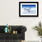Commercial Jet Above Clouds Wall Art