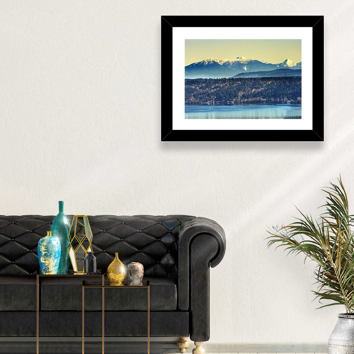 Lake Sammamish Reflection Wall Art in a room, landscape