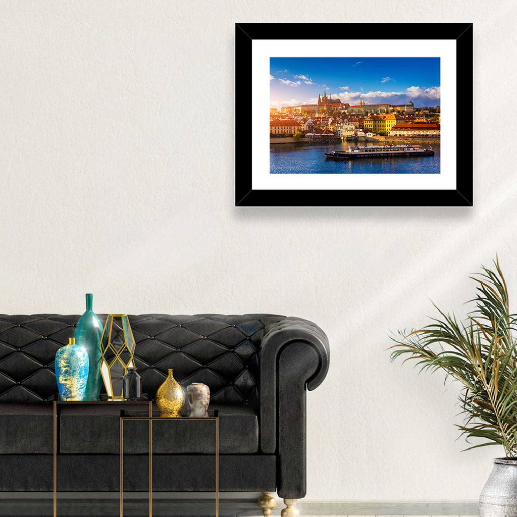 Prague Castle Golden Hour River View Wall Art
