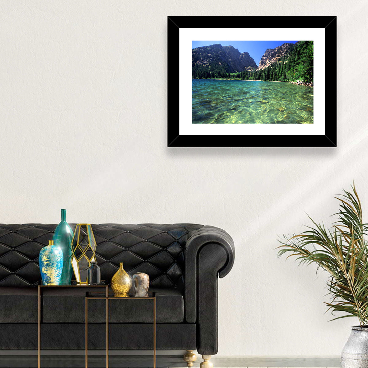 Phelps Lake Landscape Wall Art in a room, landscape