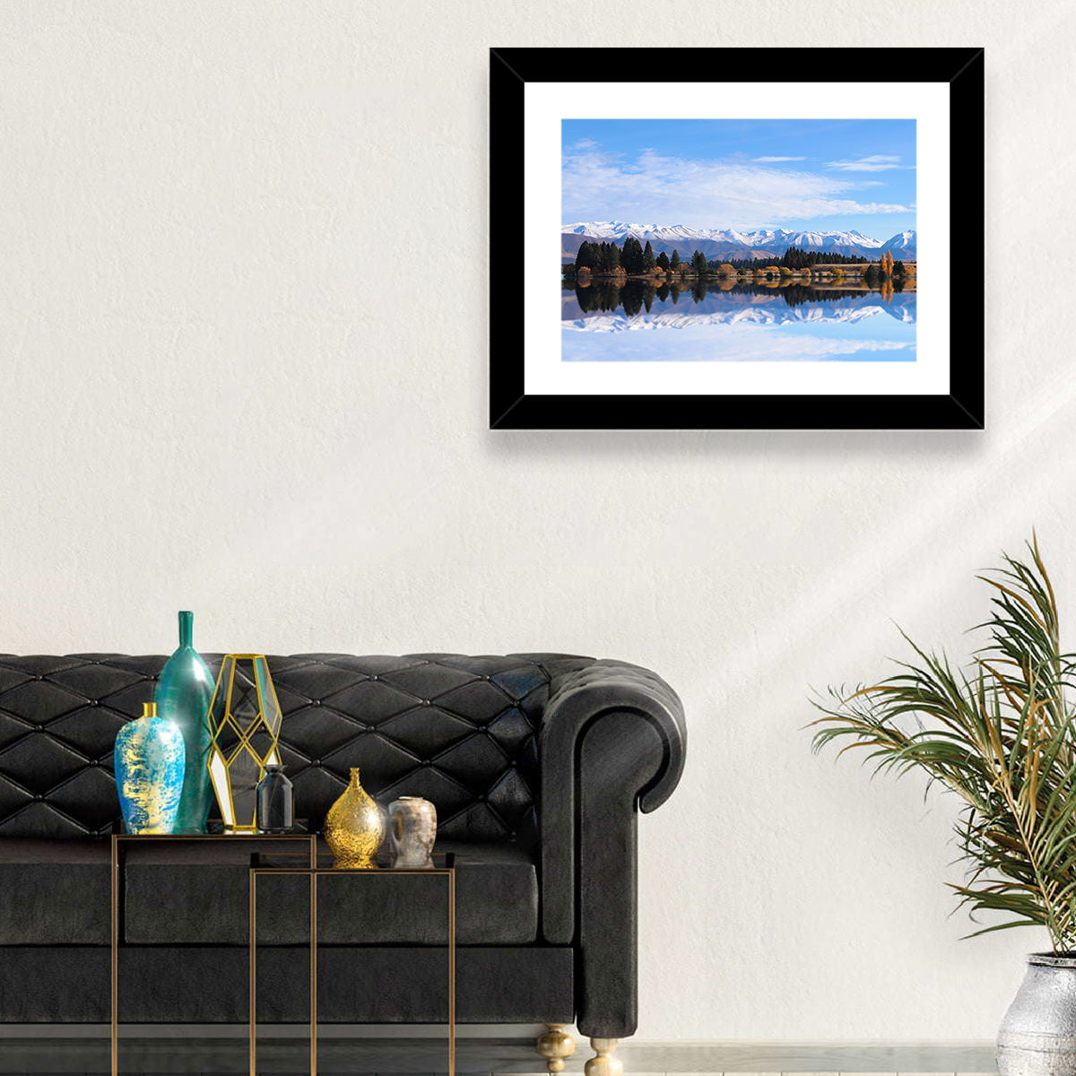Ruataniwha Lake Reflection Wall Art in a room, landscape