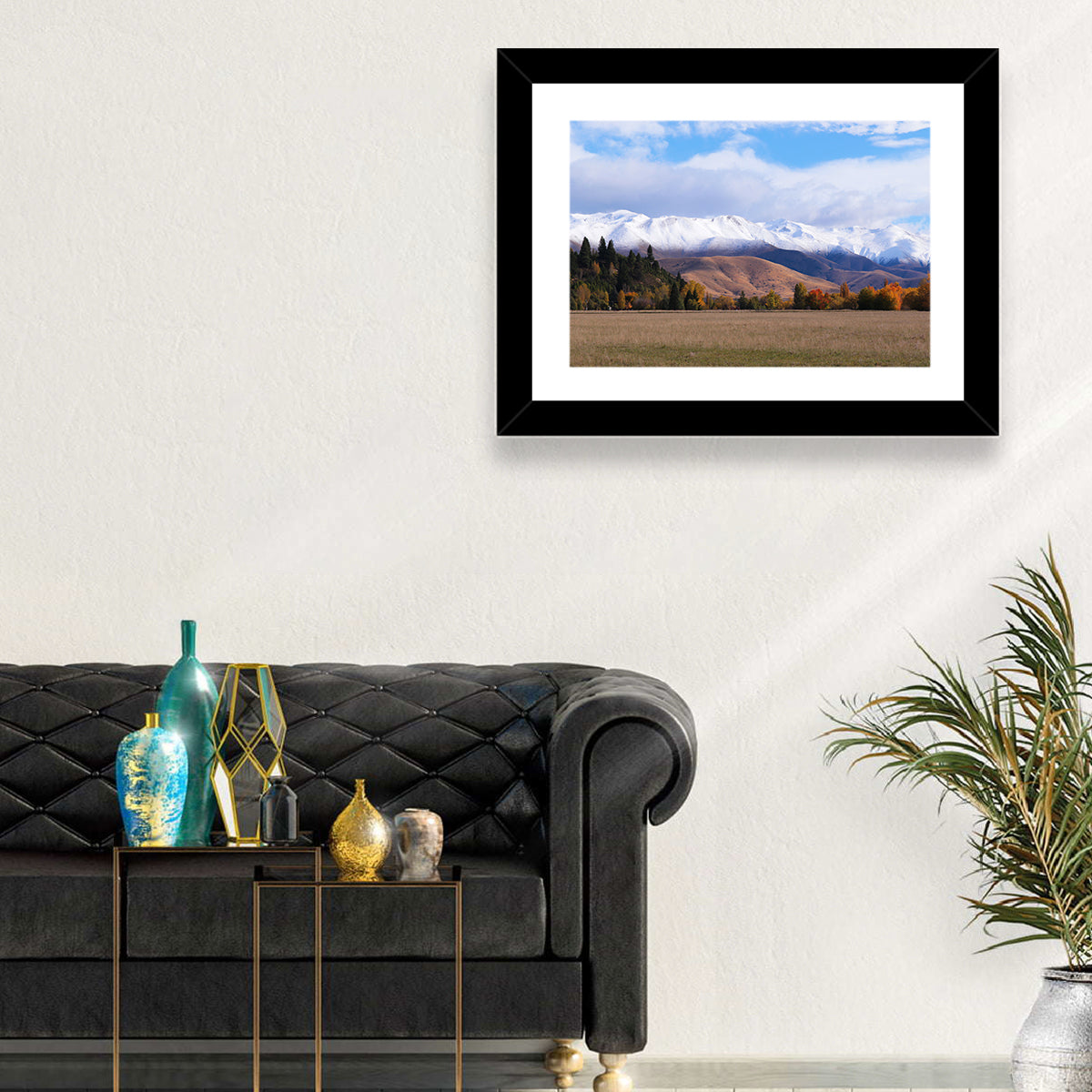 Ben Ohau Mountain Meadow Wall Art in a room, landscape