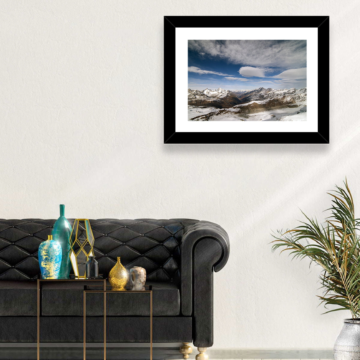 Snow-capped Peaks of Zermatt Wall Art in a room, landscape