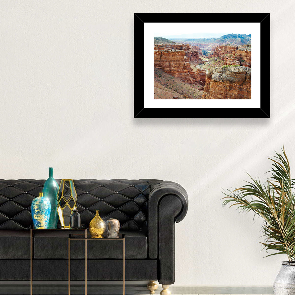 Charyn Canyon Vista Wall Art in a room, landscape