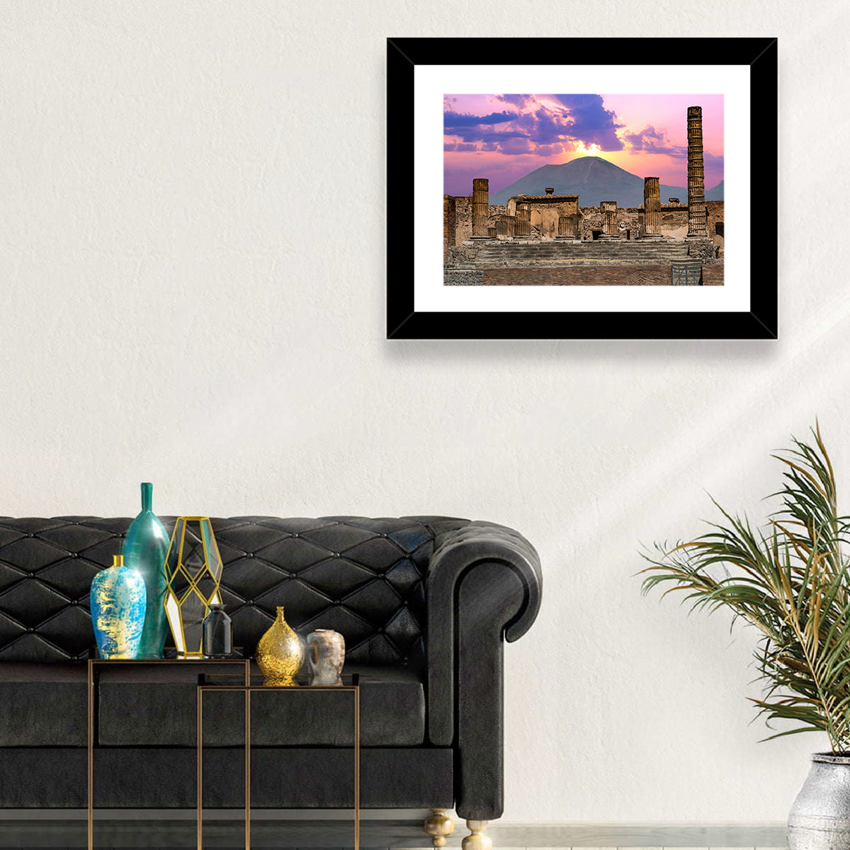Pompeii Columns at Sunset, Mount Vesuvius Wall Art