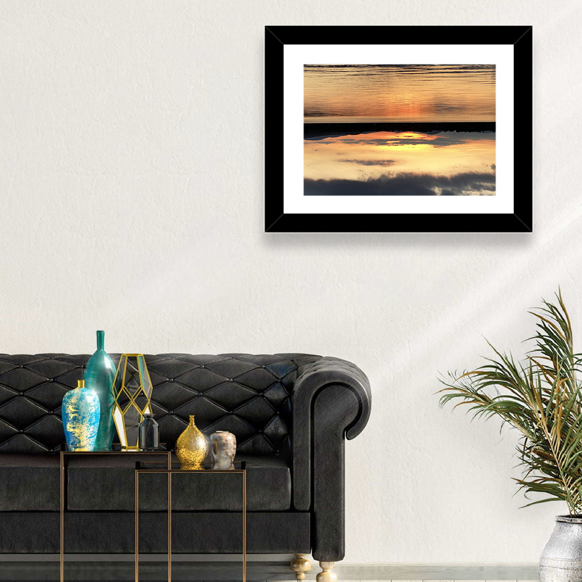 Lake Pleasant Golden Sunset Wall Art in a room, landscape