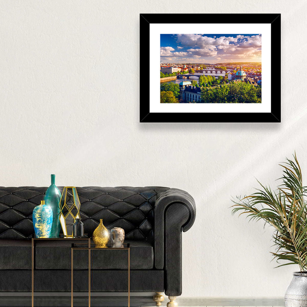 Prague Golden Hour Over Charles Bridge Wall Art