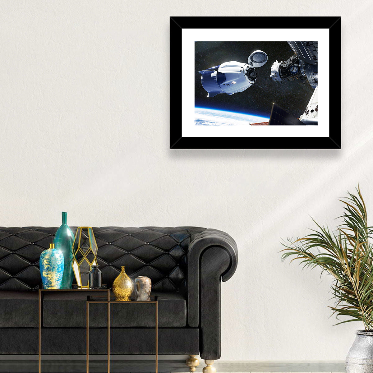 Crew Dragon Docking with Iss Wall Art in a room, landscape