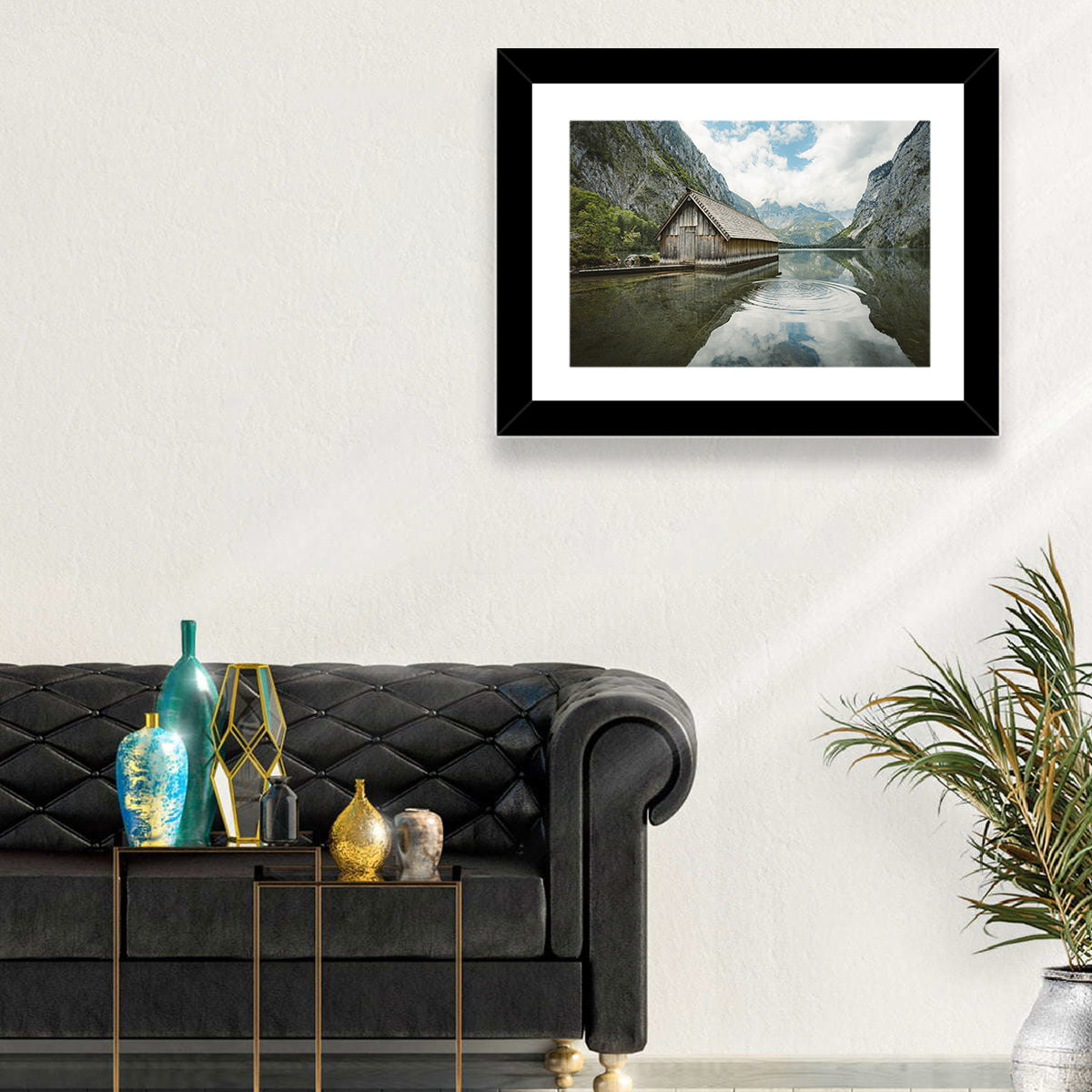 Königssee Boathouse at Obersee Wall Art in a room, landscape