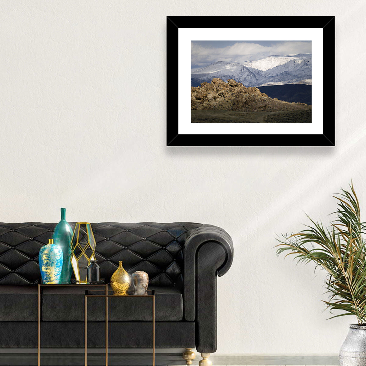 Wonderstone Snow-dusted Mountains Wall Art in a room, landscape