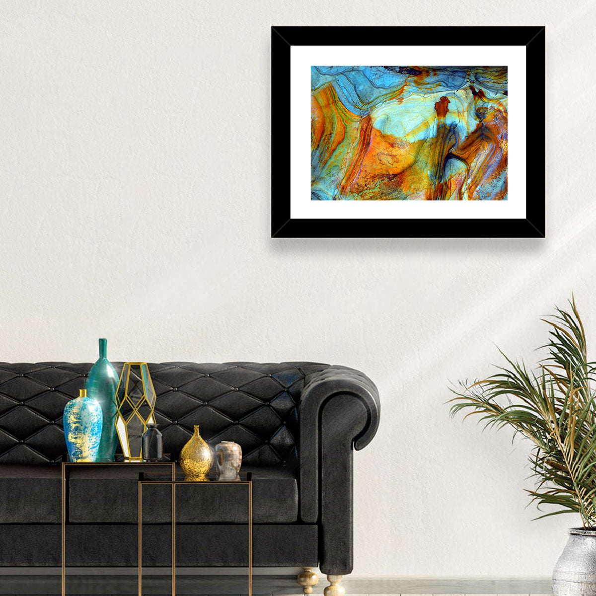 Agate-inspired Rock Pattern Wall Art in a room, landscape