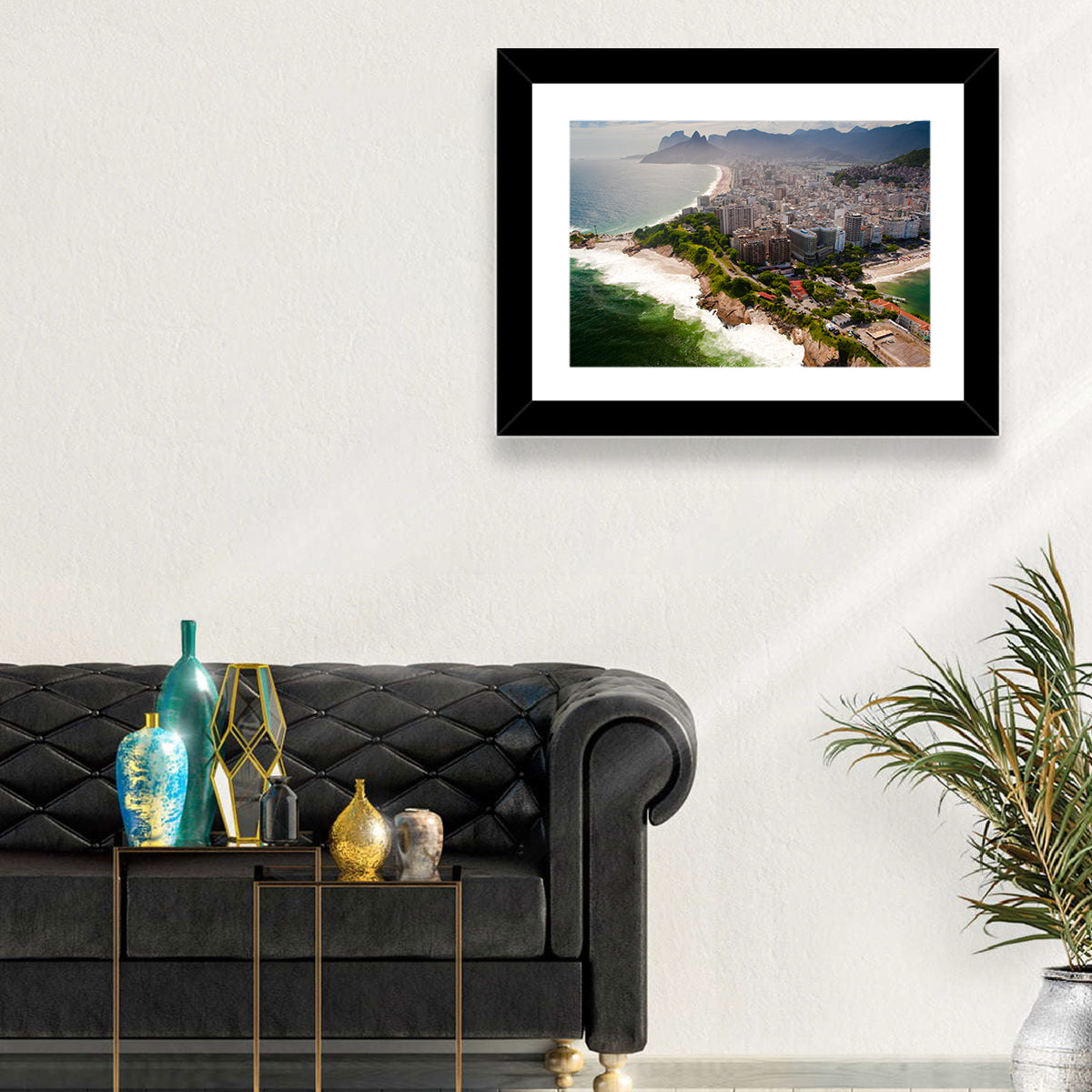 Ipanema Coast Aerial View Wall Art in a room, landscape