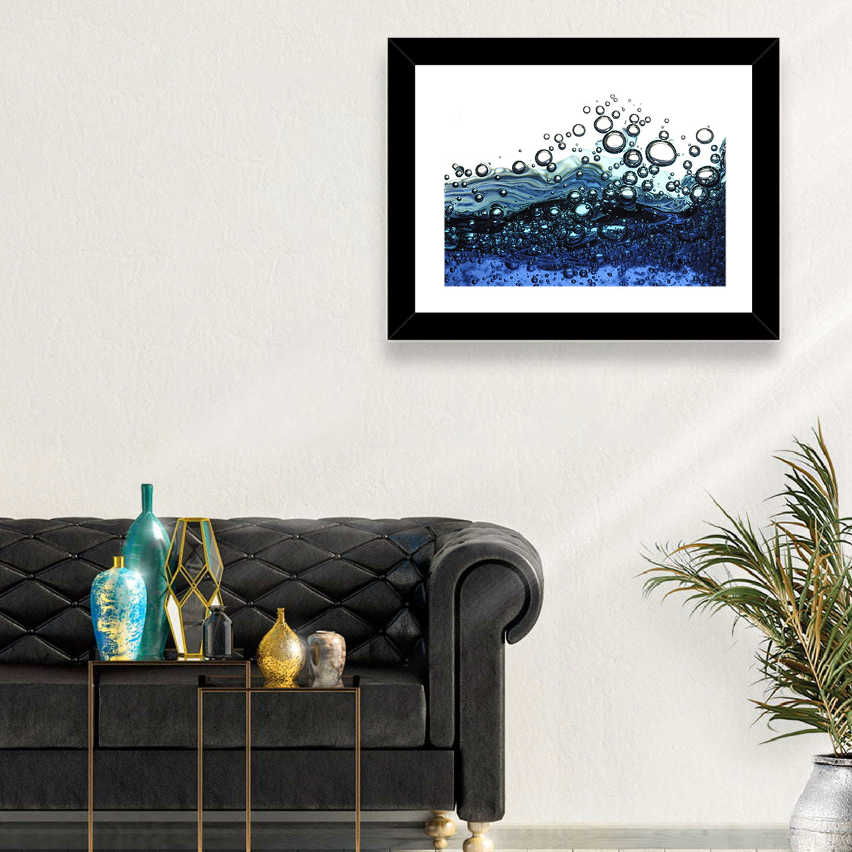 Underwater Bubbles Wall Art in a room, landscape