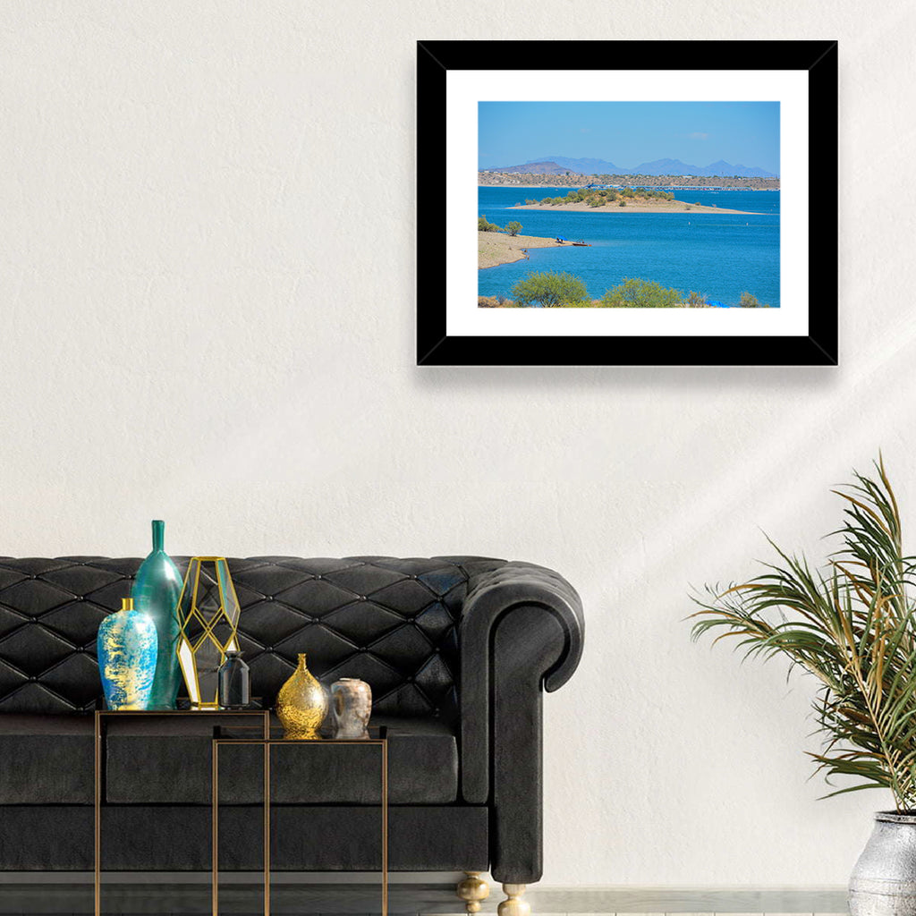 Lake Pleasant Shoreline with Boat Wall Art