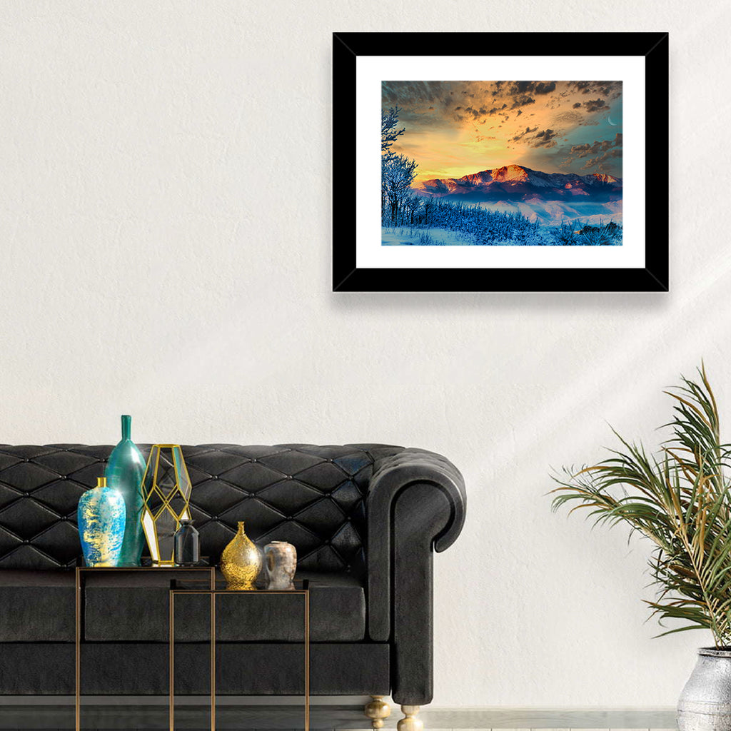Pikes Peak Golden Sunset Wall Art