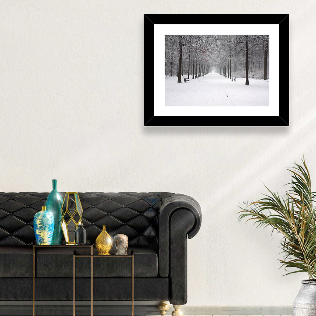 Snow Covered Park Lane Wall Art