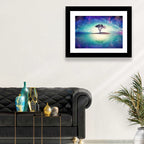 Glowing Island Tree Under Starry Nebula Wall Art