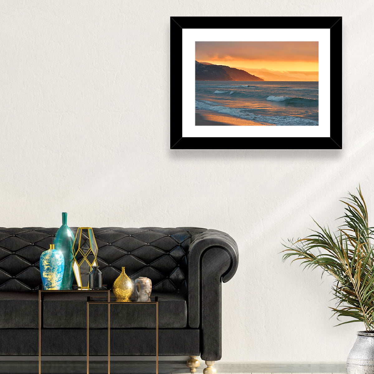 Cliffside Sunset Over Ocean Wall Art