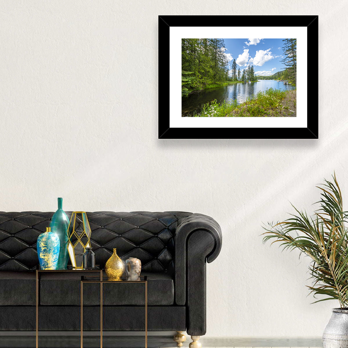 Lake Pend Oreille Wildflower View Wall Art in a room, landscape