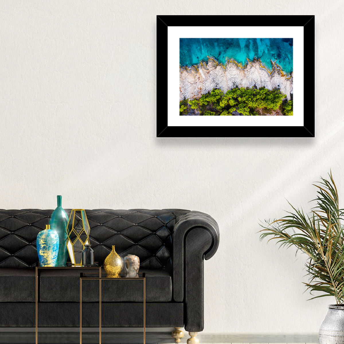 Croatian Coastscape Wall Art in a room, landscape
