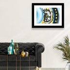 Planet Rings in Blue and Gold Wall Art