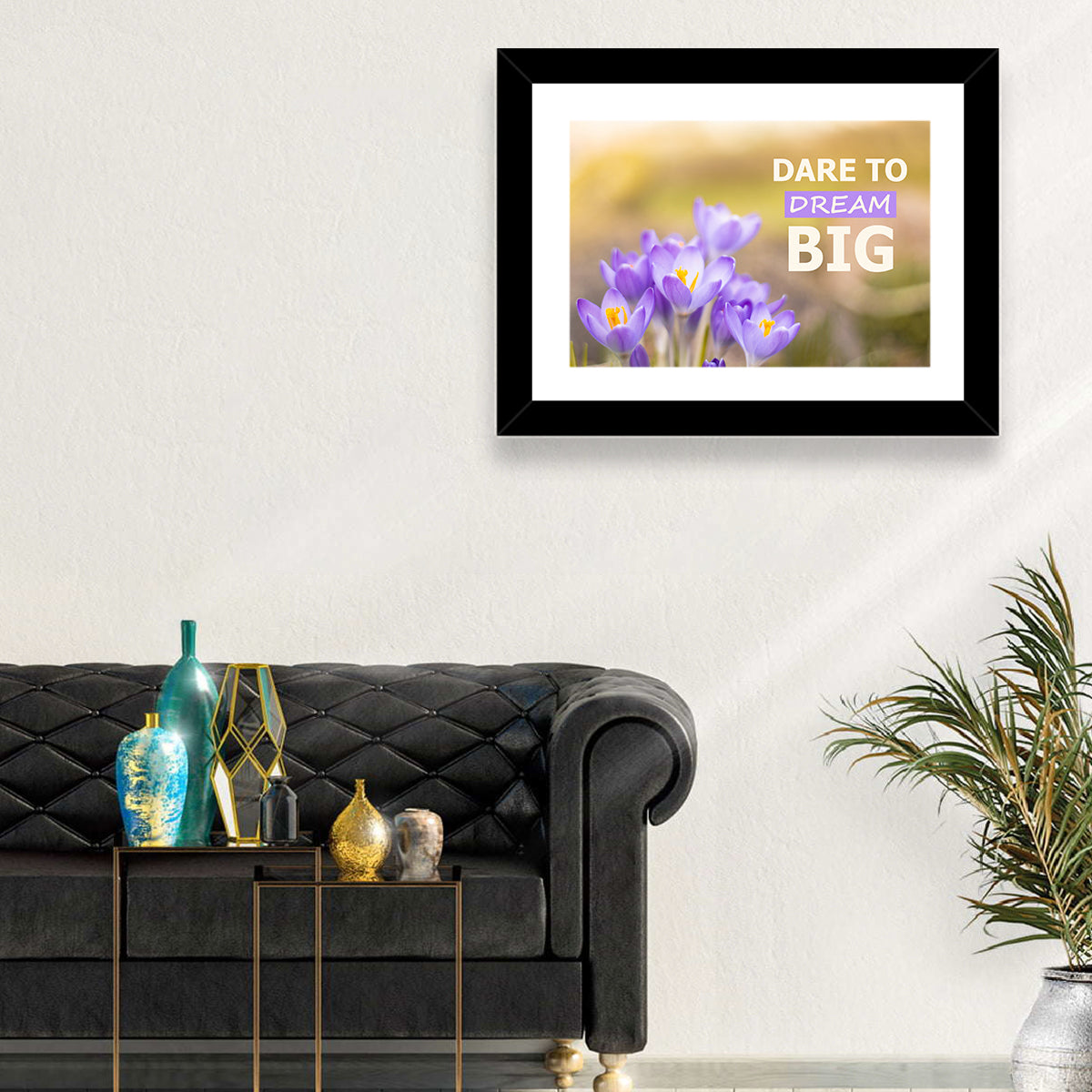 Dare to Dream Big, Purple Crocus Wall Art in a room, landscape