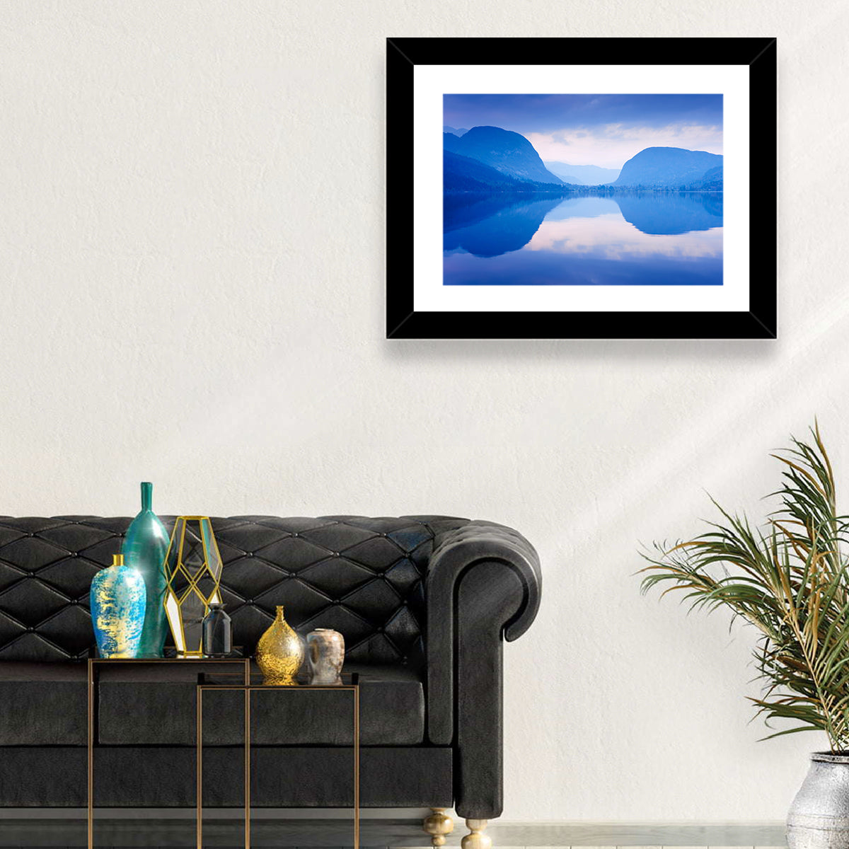 Lake Bohinj Morning Reflection Wall Art in a room, landscape