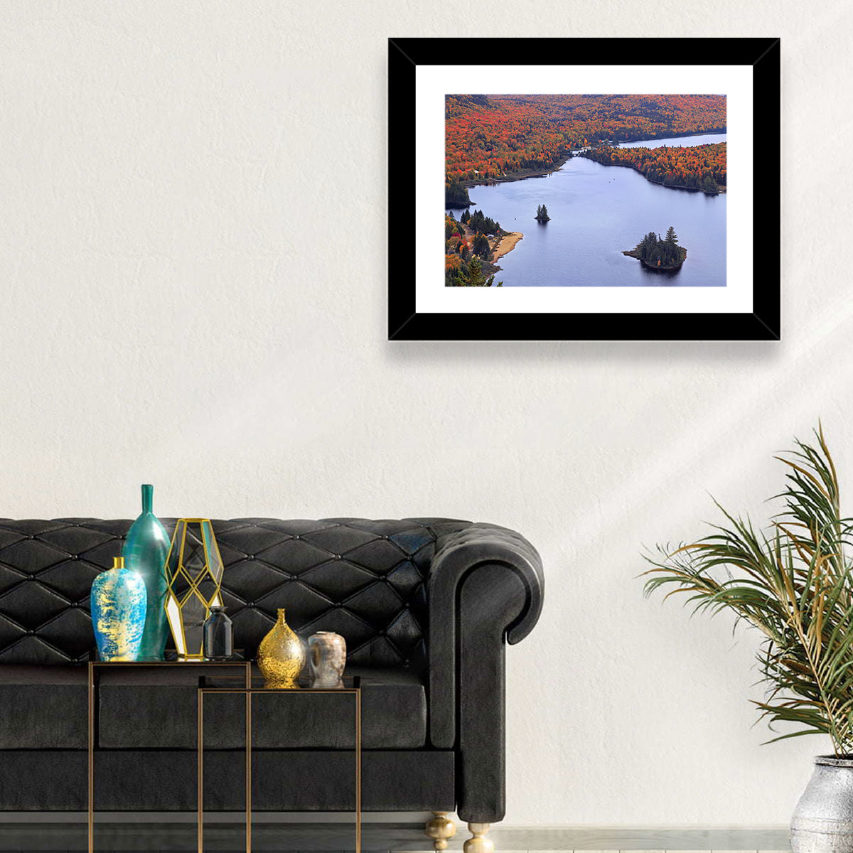 Lake Monroe Aerial with Islands Wall Art in a room, landscape