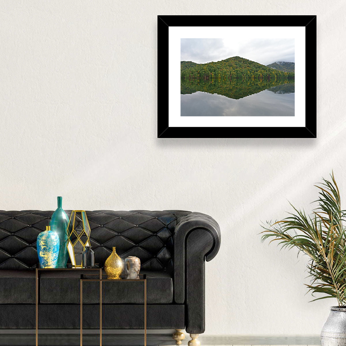 Calm Reflection at Lake Santeetlah Wall Art in a room, landscape