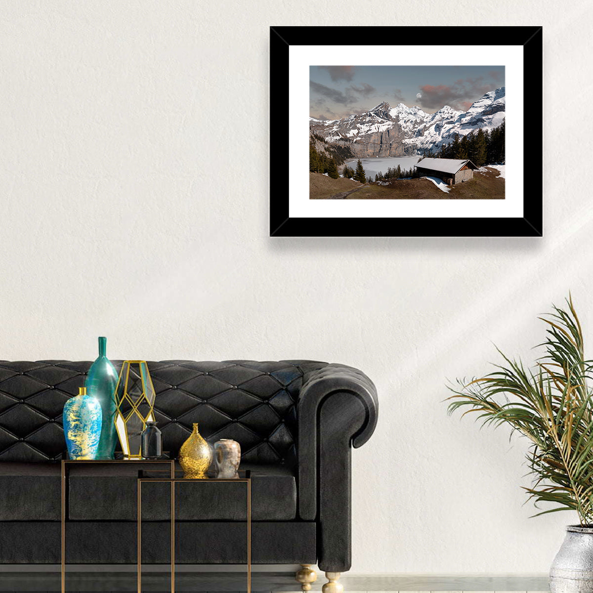 Oeschinensee Winter Landscape Wall Art in a room, landscape