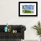 Gazebo on Pier Over Turquoise Ocean Wall Art