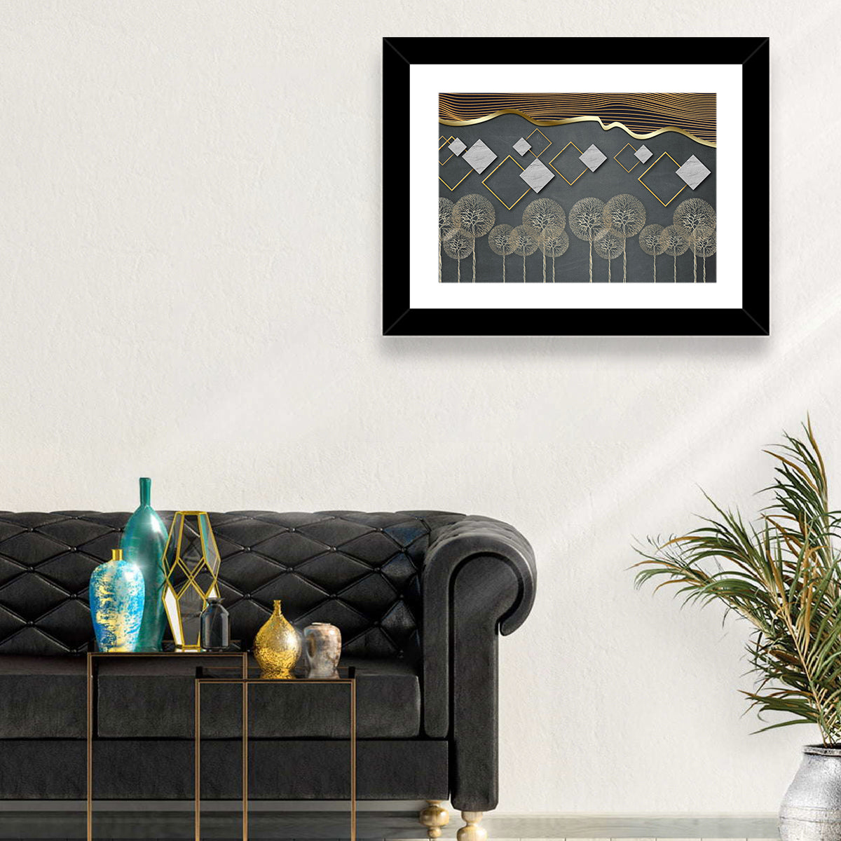 Gray and Gold Dandelion Wall Art