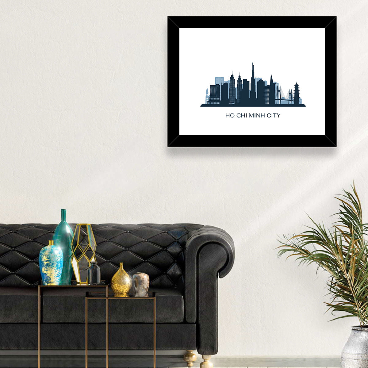 Ho Chi Minh City Skyline Wall Art in a room, landscape