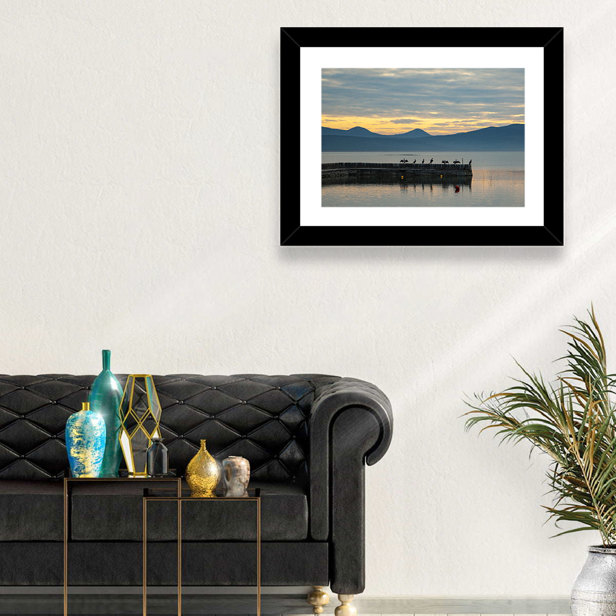 Lake Vrana Pier at Sunset Wall Art in a room, landscape