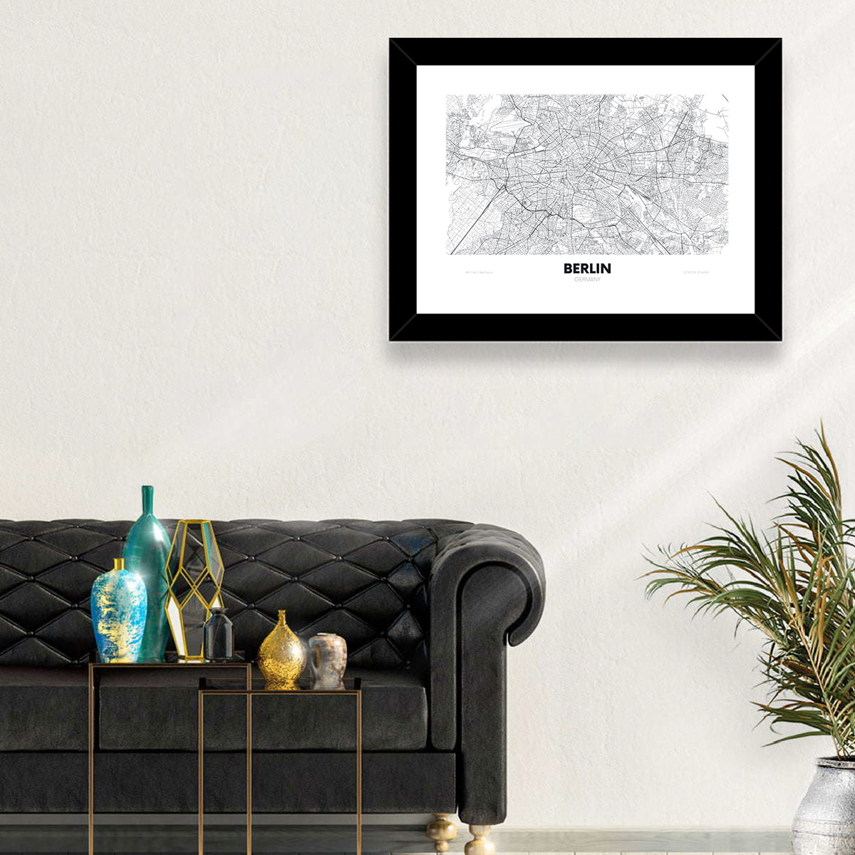 Berlin Street Network Map Wall Art in a room, landscape