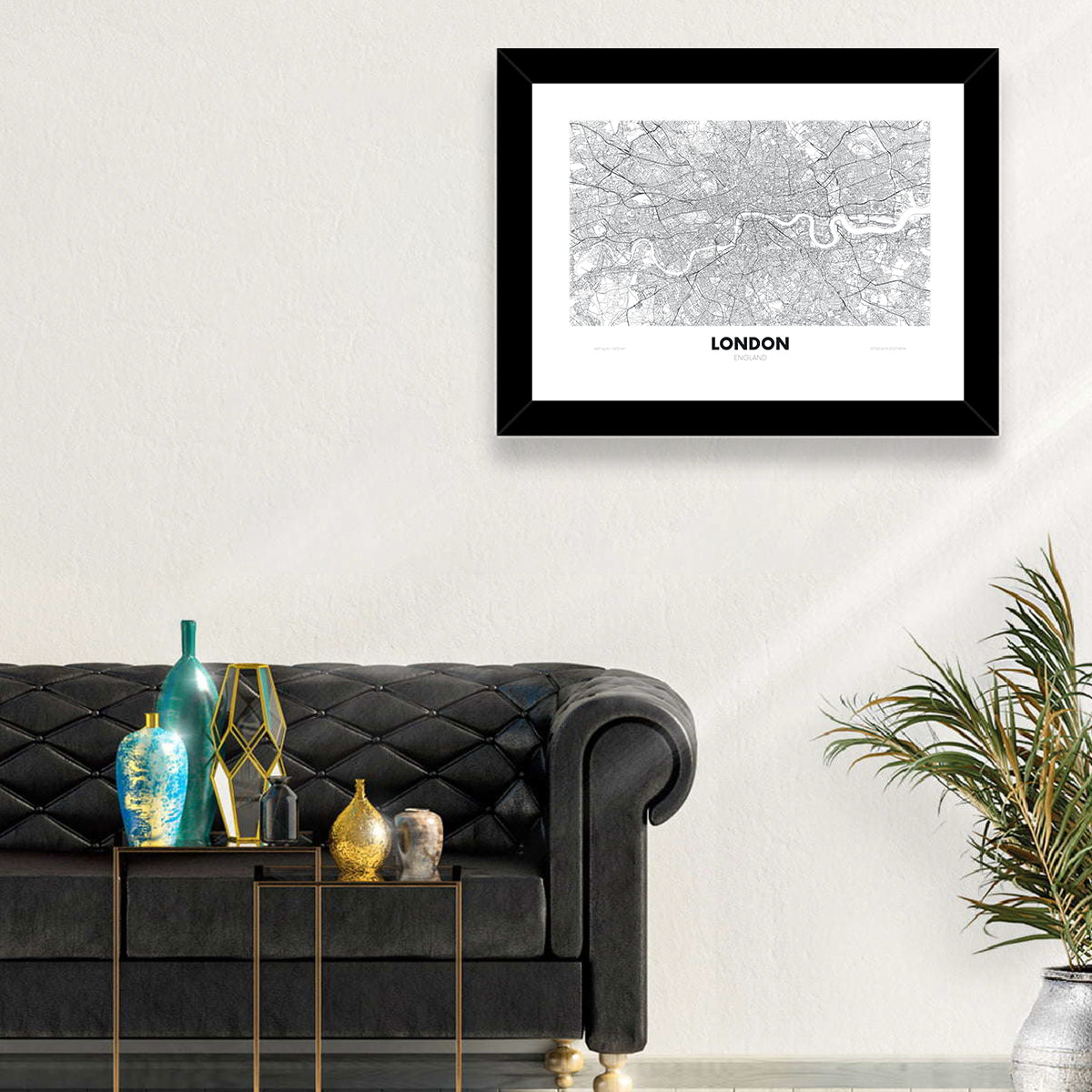 London River Map Wall Art in a room, landscape