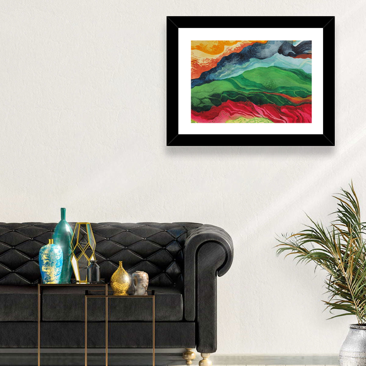 River Through Abstract Mountains Wall Art