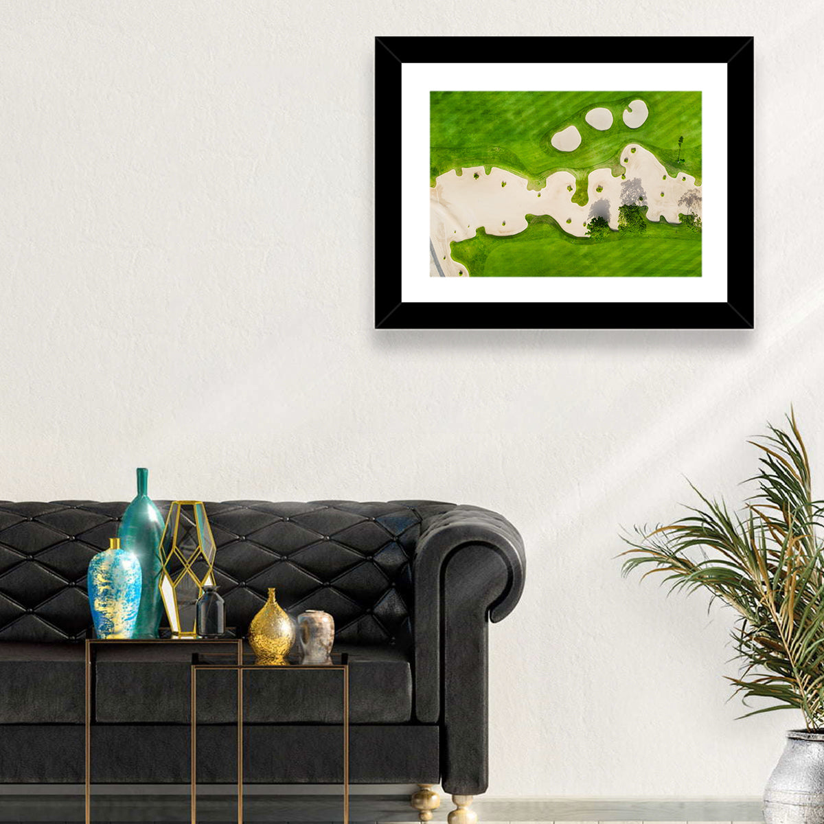 Aerial Golf Course Landscape Wall Art in a room, landscape