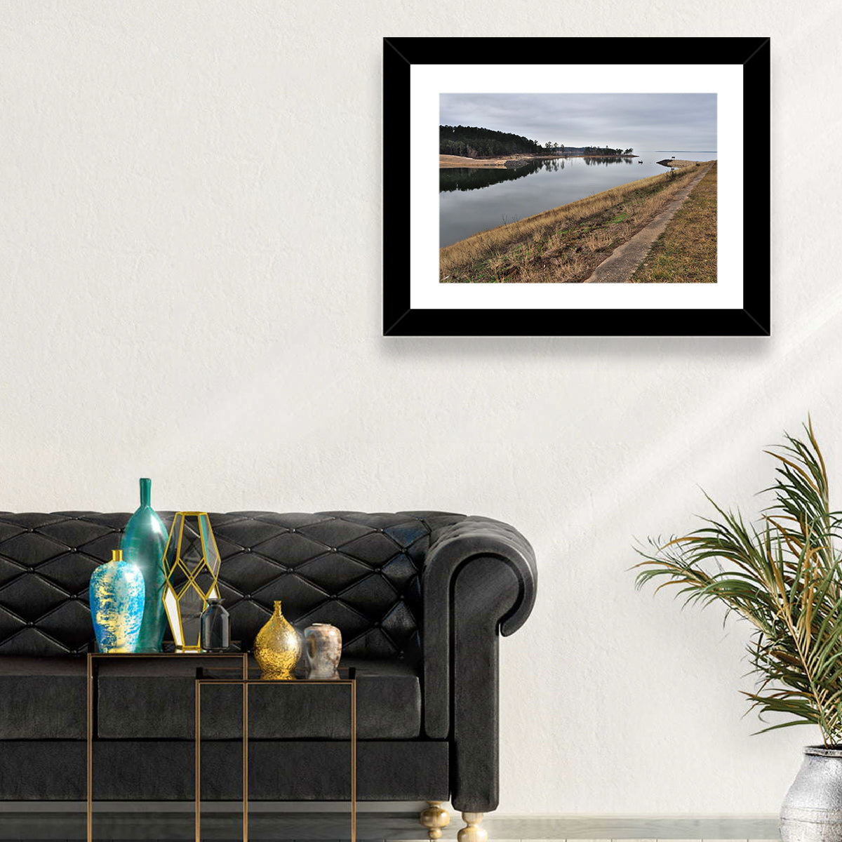 Sam Rayburn Dam Wall Art in a room, landscape