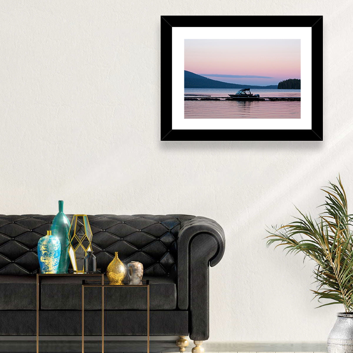 Odell Lake Dock at Twilight Wall Art in a room, landscape