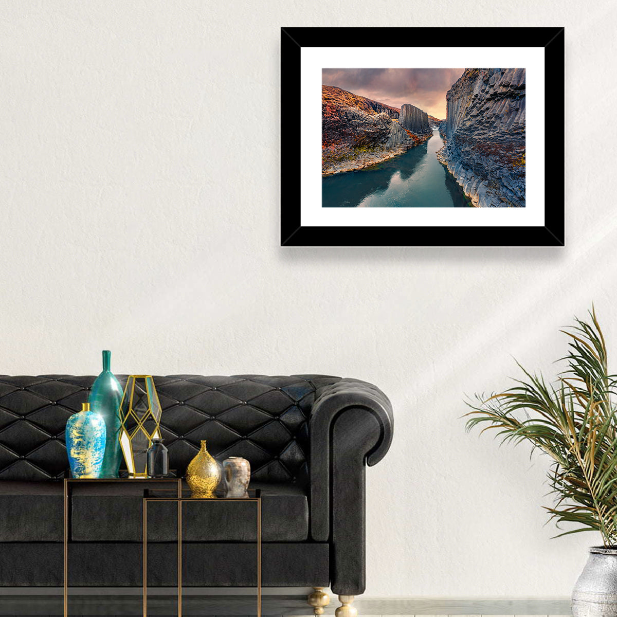 Studlagil Canyon at Sunset Wall Art in a room, landscape