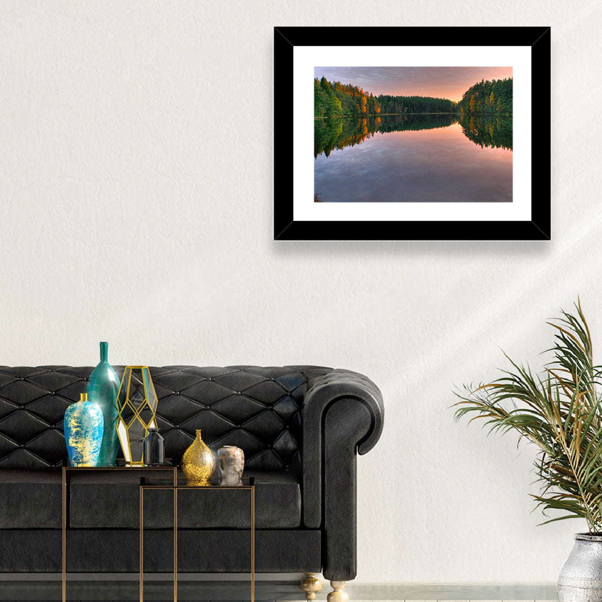 Estonian Lake at Golden Hour Wall Art in a room, landscape