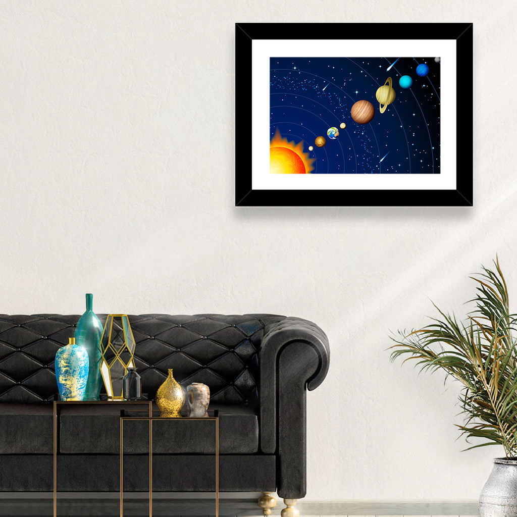 Diagonal Solar System Illustration Wall Art
