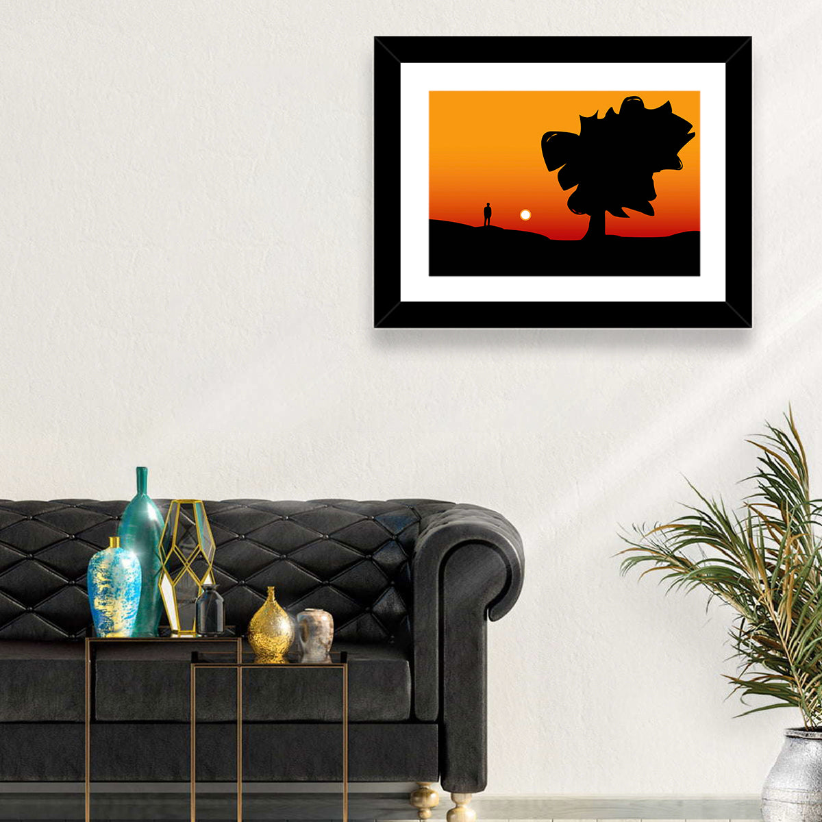 Solitary Sunset Silhouette Wall Art