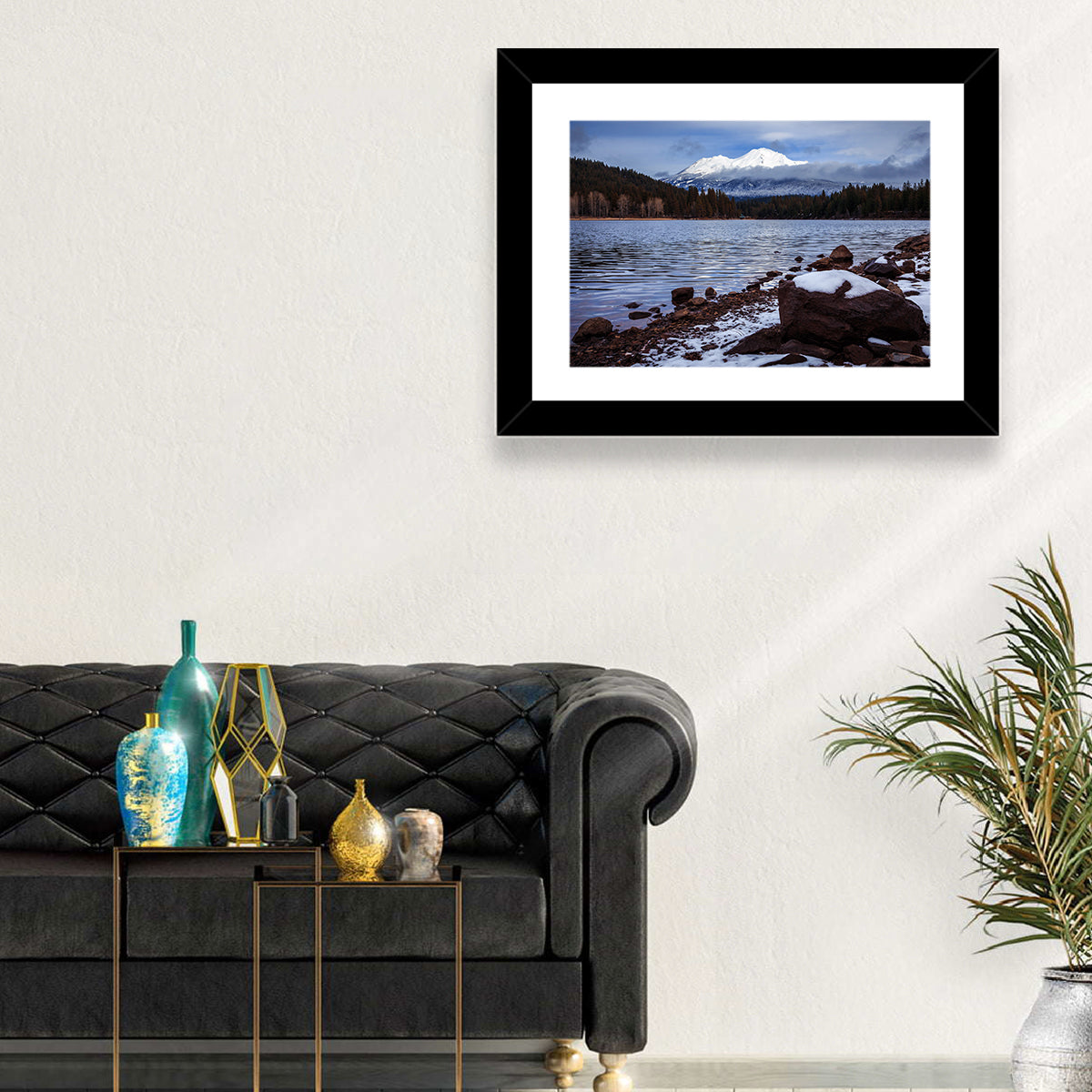 Mount Shasta and Lake Siskiyou Wall Art in a room, landscape